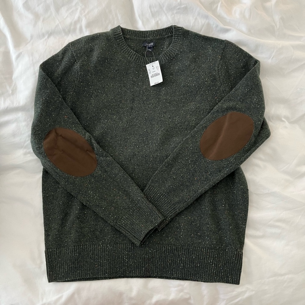 Jcrew speckled sweater with elbow pads